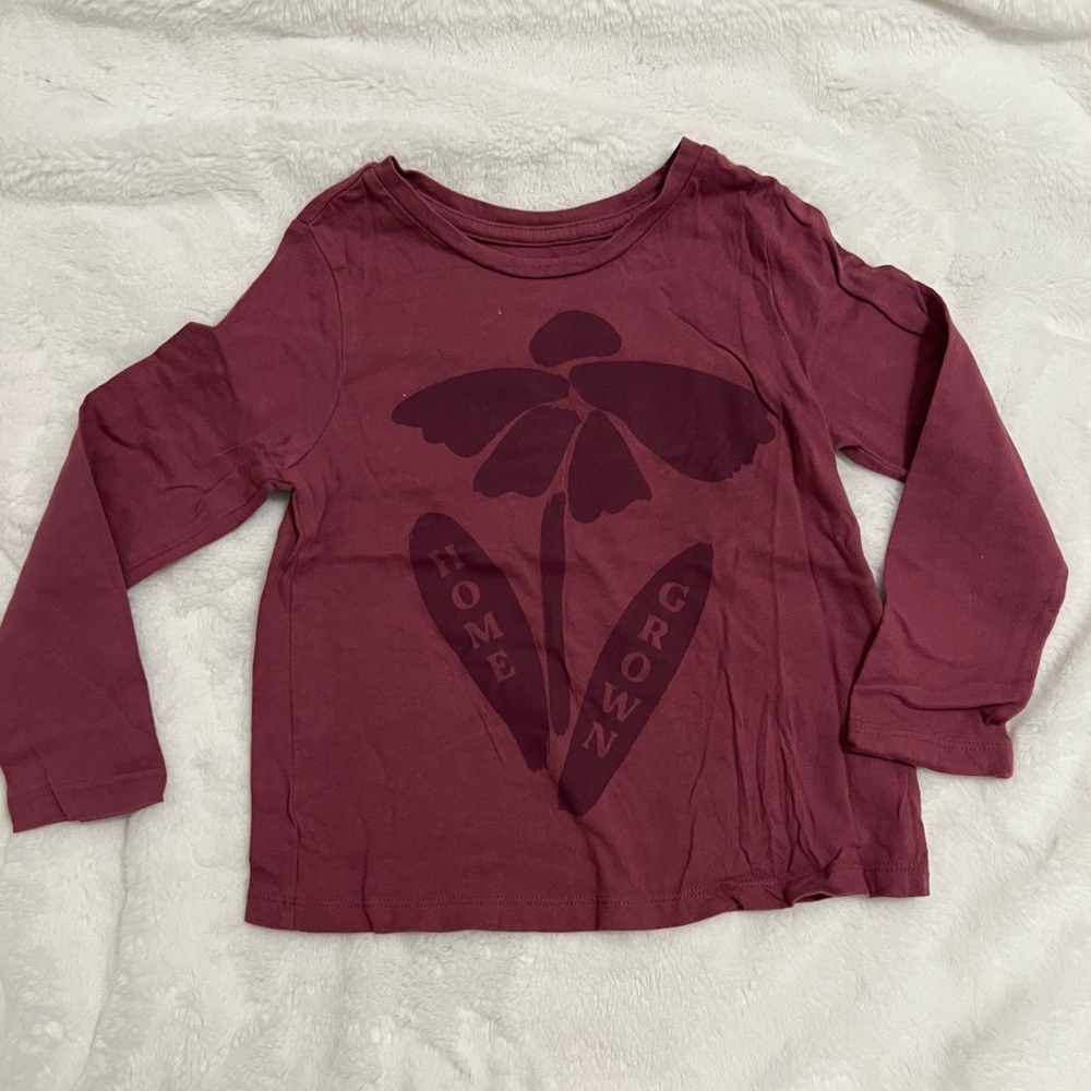 GAP Burgundy Long Sleeve Tee with Floral Graphic